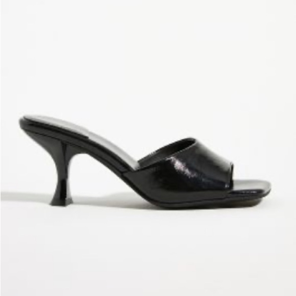 Black platinum leather Jeffrey Campbell mules